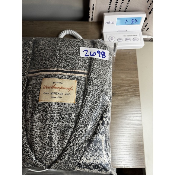 Weatherproof Mens Shawl Collar Fair Isle Cardigan Sweater L Gray Heritage Preppy - Picture 8 of 8